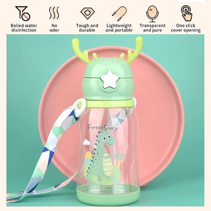 Sipper Water Bottle With Cartoon Designs for Kids and Toddlers, (BPA Free) - Image 2